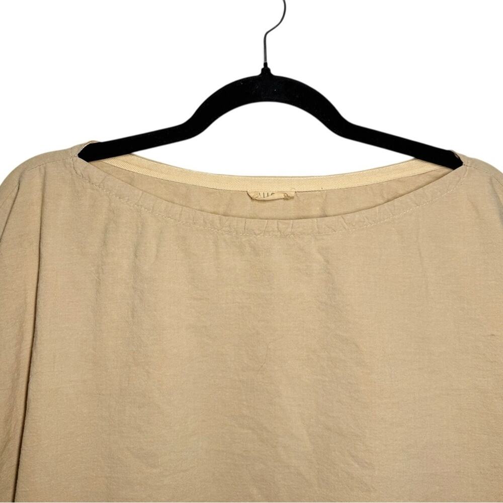 Museo Studio Beige Tan Unique Ruffle Sleeve Relaxed Handmade Top - Picture 3 of 11